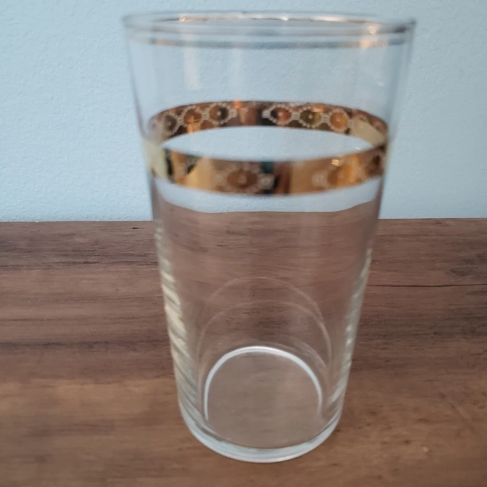 Mid Century Gold Rimmed Carafes and Glasses